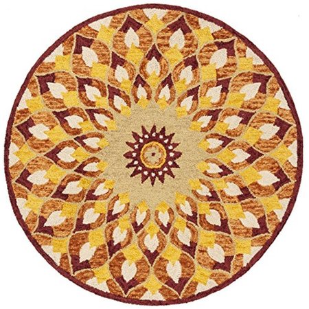 SAFAVIEH 4 x 4 ft. Novelty Round Hand-Tufted Rug Rust & Gold NOV603P-4R